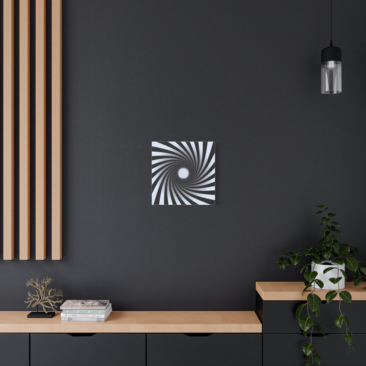 Black and White Hypnotic Canvas Wall Art 3